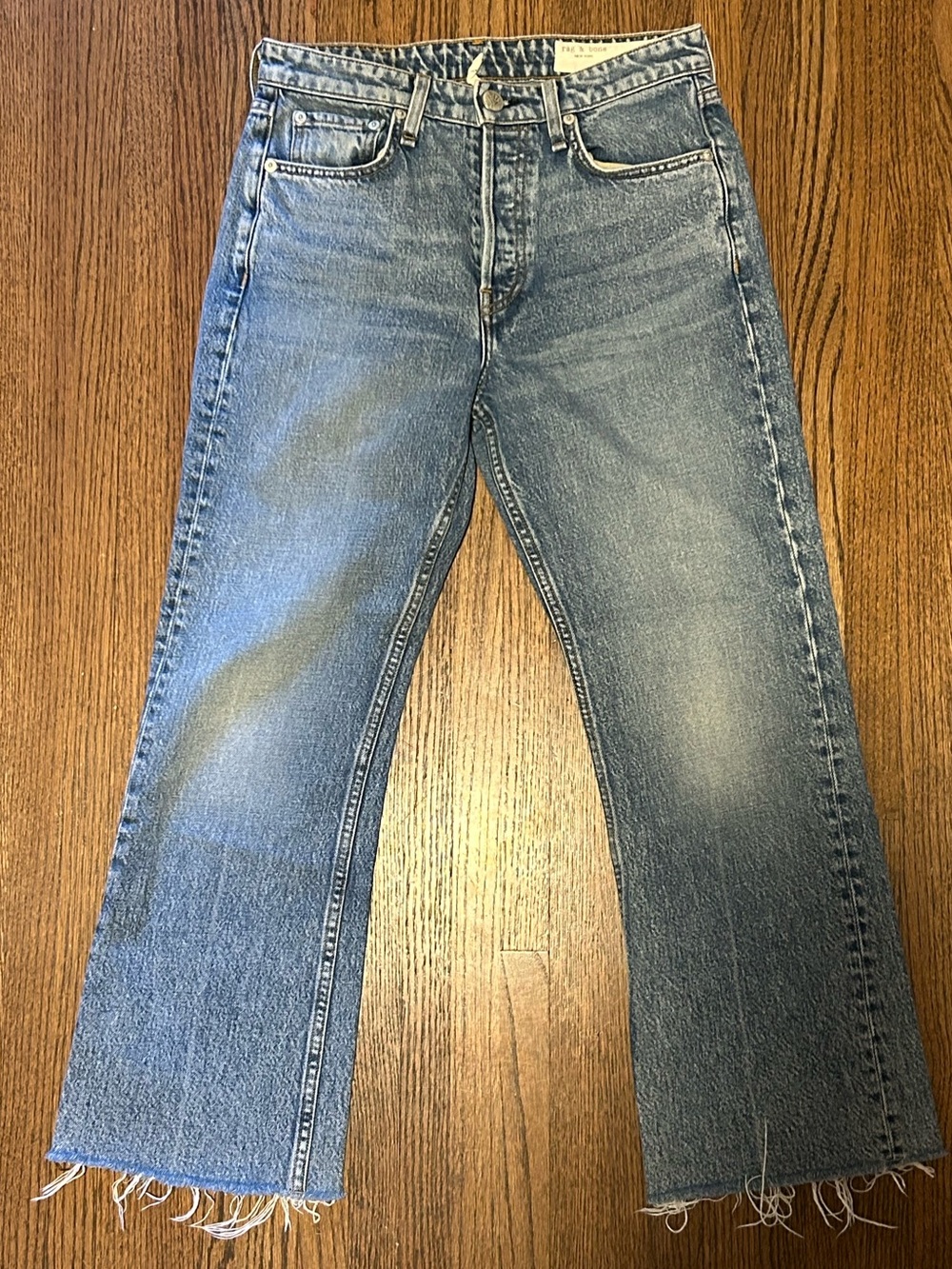 Rag & Bone Maya High Rise Crop Flare Jeans Raw Hem Size 26